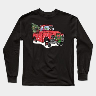 Black Labs Christmas Red Truck Long Sleeve T-Shirt